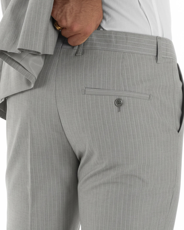 Abito uomo doppiopetto sartoriale rigato giacca pantaloni fantasia gessata grigio GIOSAL-AE1275A
