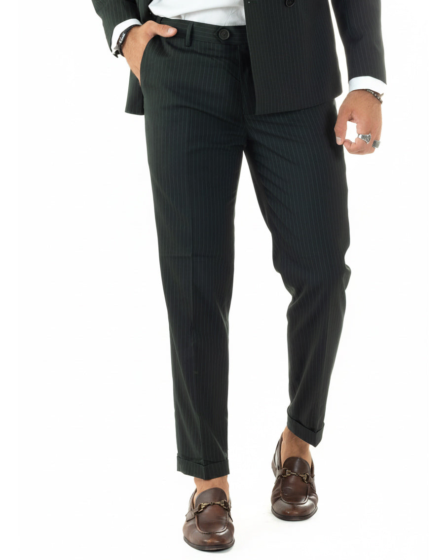 Abito uomo doppiopetto sartoriale rigato giacca pantaloni fantasia gessata verde GIOSAL-AE1278A