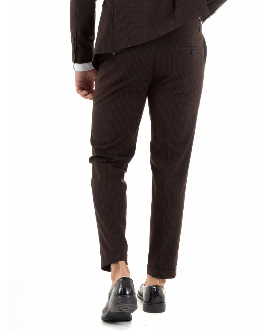 Abito uomo doppiopetto sartoriale rigato giacca pantaloni fantasia gessata marrone GIOSAL-AE1280A