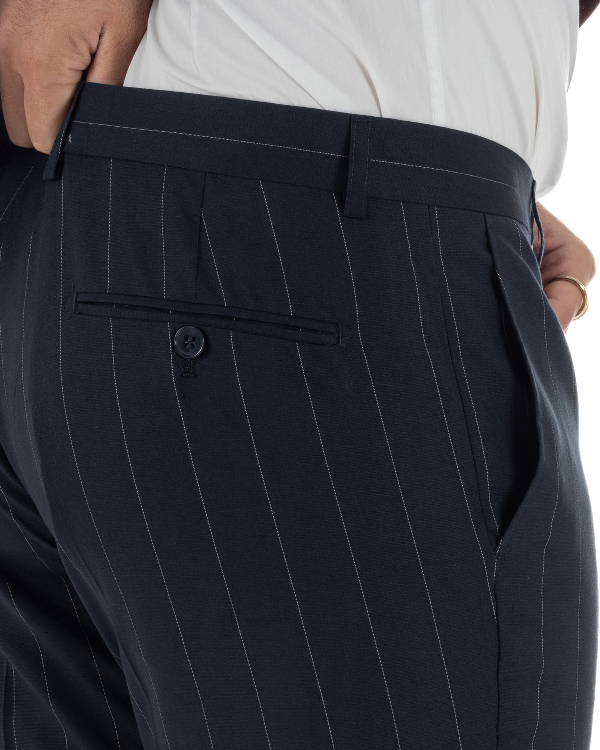 Abito uomo doppiopetto vestito gessato sartoriale rigato sottile blu scuro GIOSAL-AE1281A