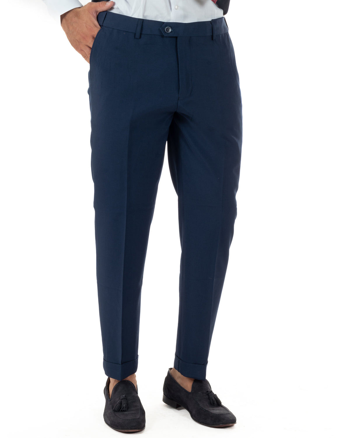 Abito uomo monopetto vestito 3 pezzi completo panciotto blu navy GIOSAL-AE1283A