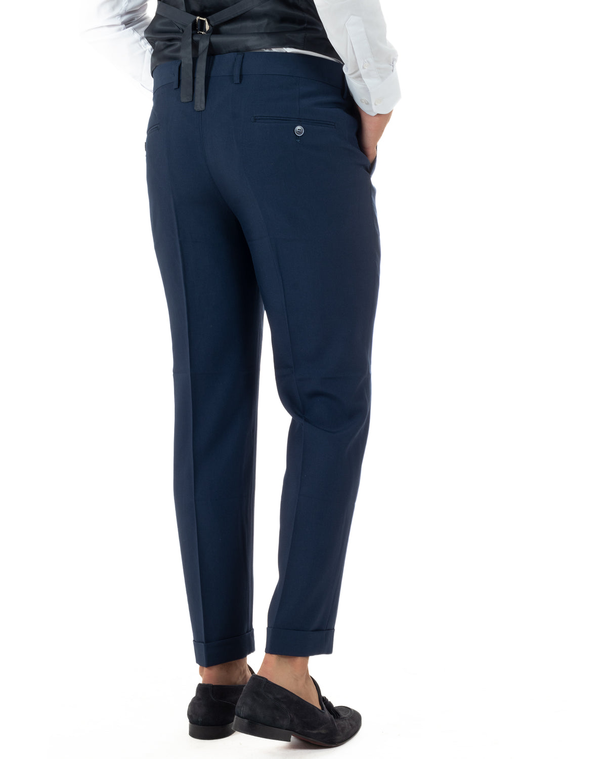 Abito uomo monopetto vestito 3 pezzi completo panciotto blu navy GIOSAL-AE1283A
