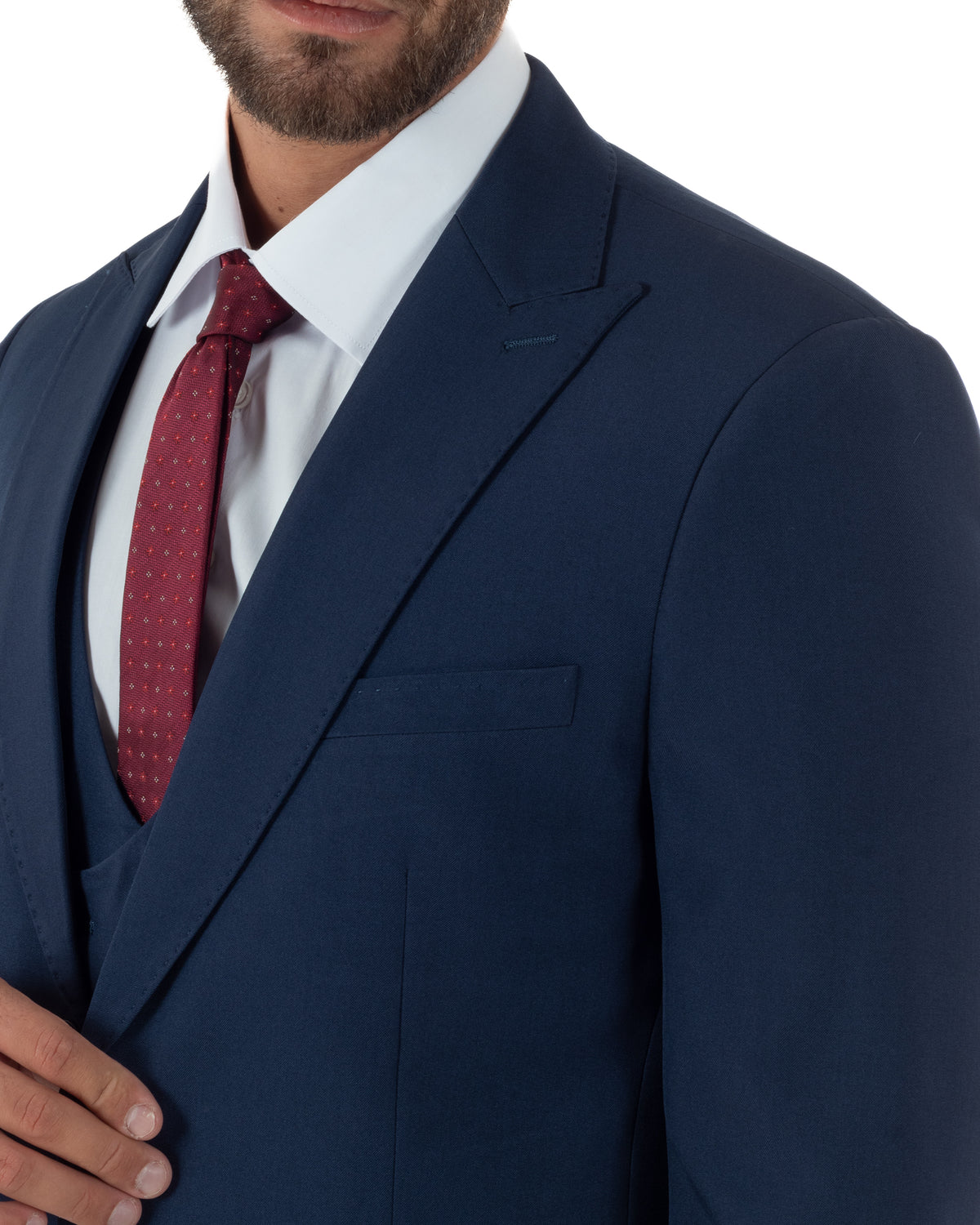 Abito uomo monopetto vestito 3 pezzi completo panciotto blu navy GIOSAL-AE1283A