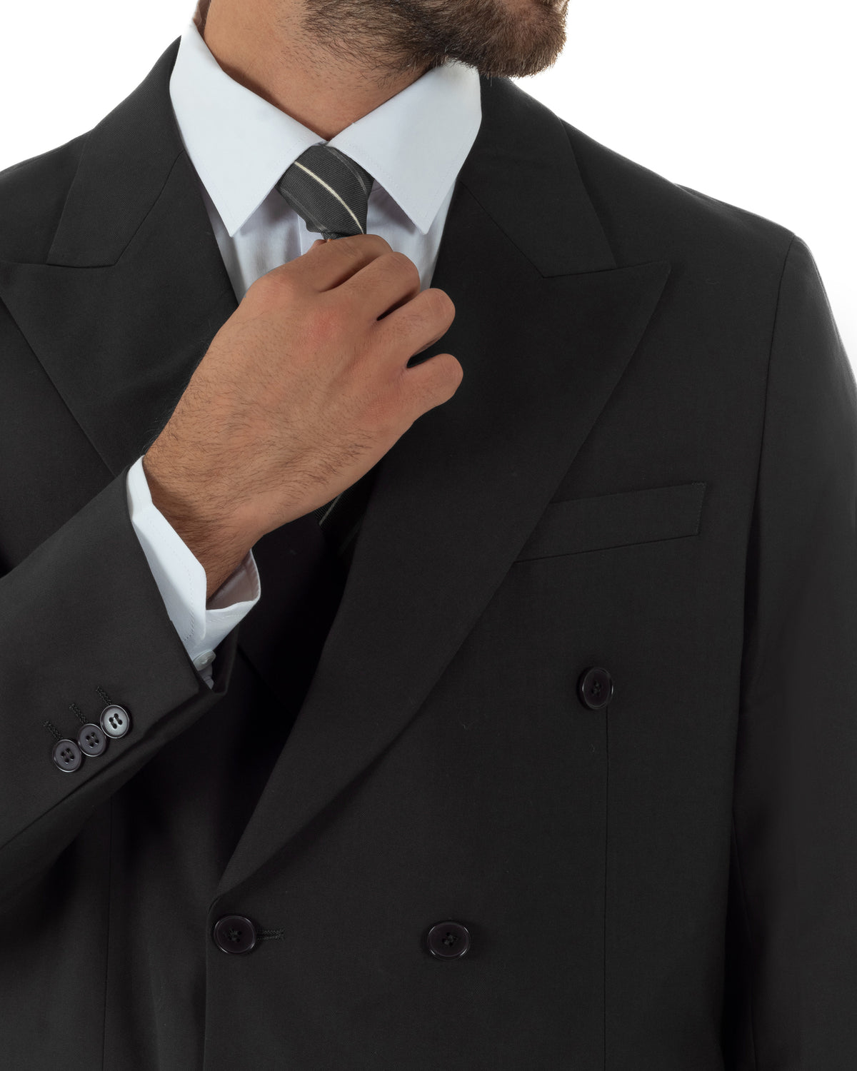 Abito uomo doppiopetto completo baggy giacca rever a lancia e pantaloni nero GIOSAL-AE1287A