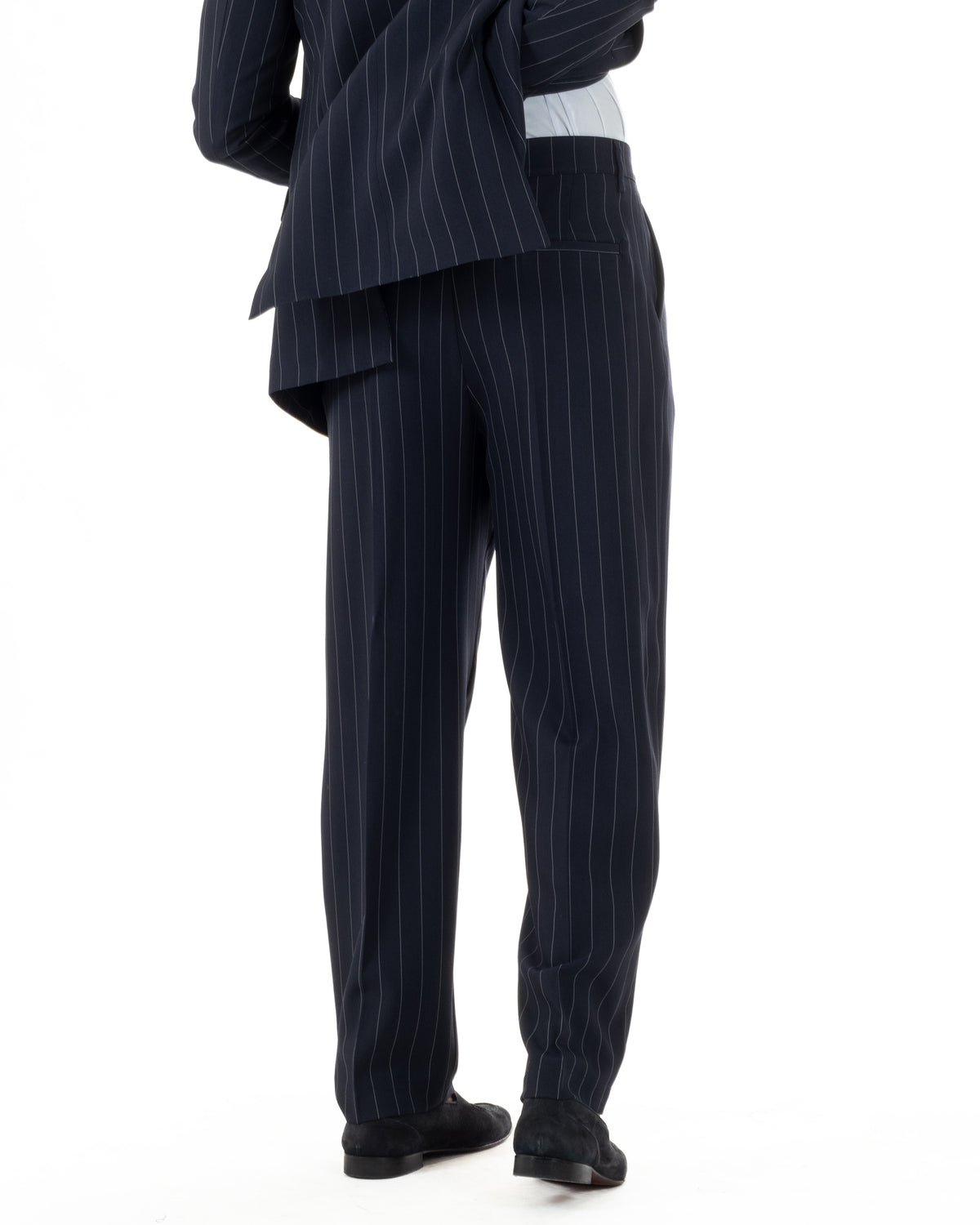 Abito uomo doppiopetto riga larga gessato giacca pantaloni over blu GIOSAL-AE1293A