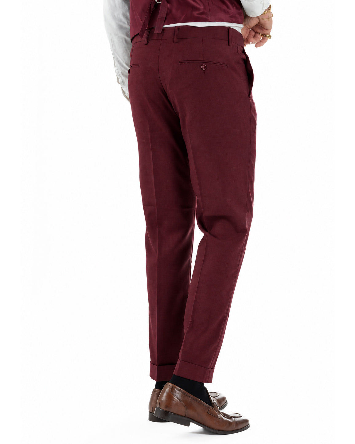 Abito uomo vestito monopetto 3 pezzi panciotto bottoni oro bordeaux GIOSAL-AE1297A