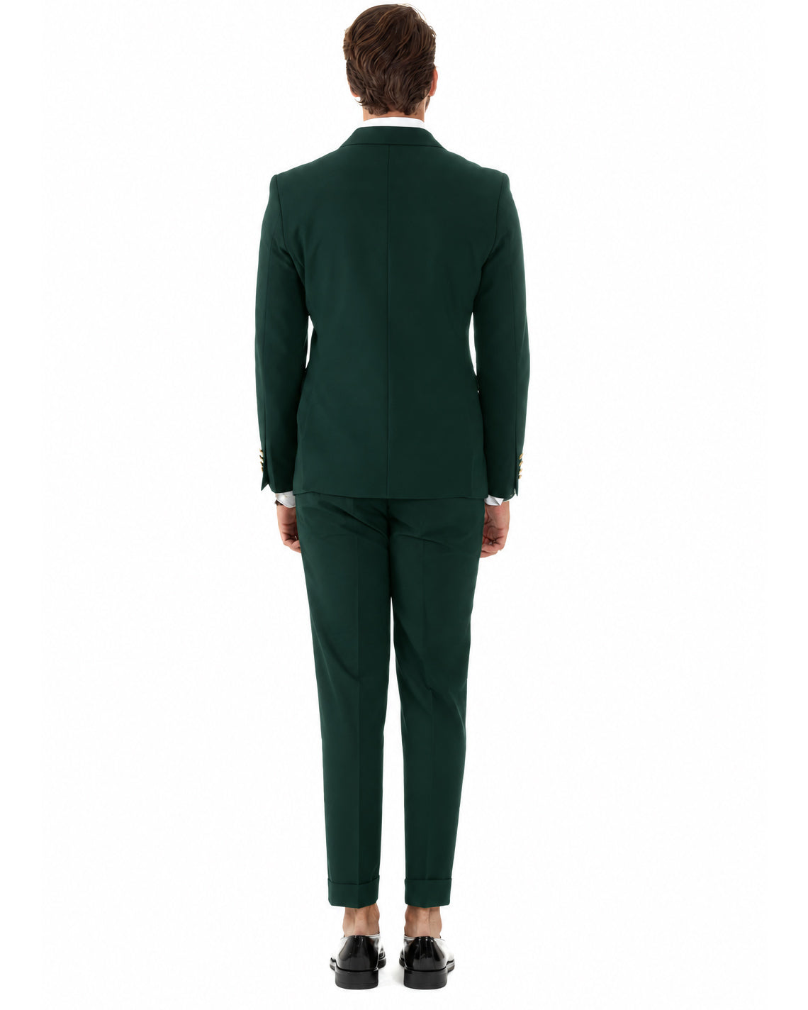 Abito uomo doppiopetto completo giacca pantaloni bottoni metallo verde bottiglia GIOSAL-AE1298A