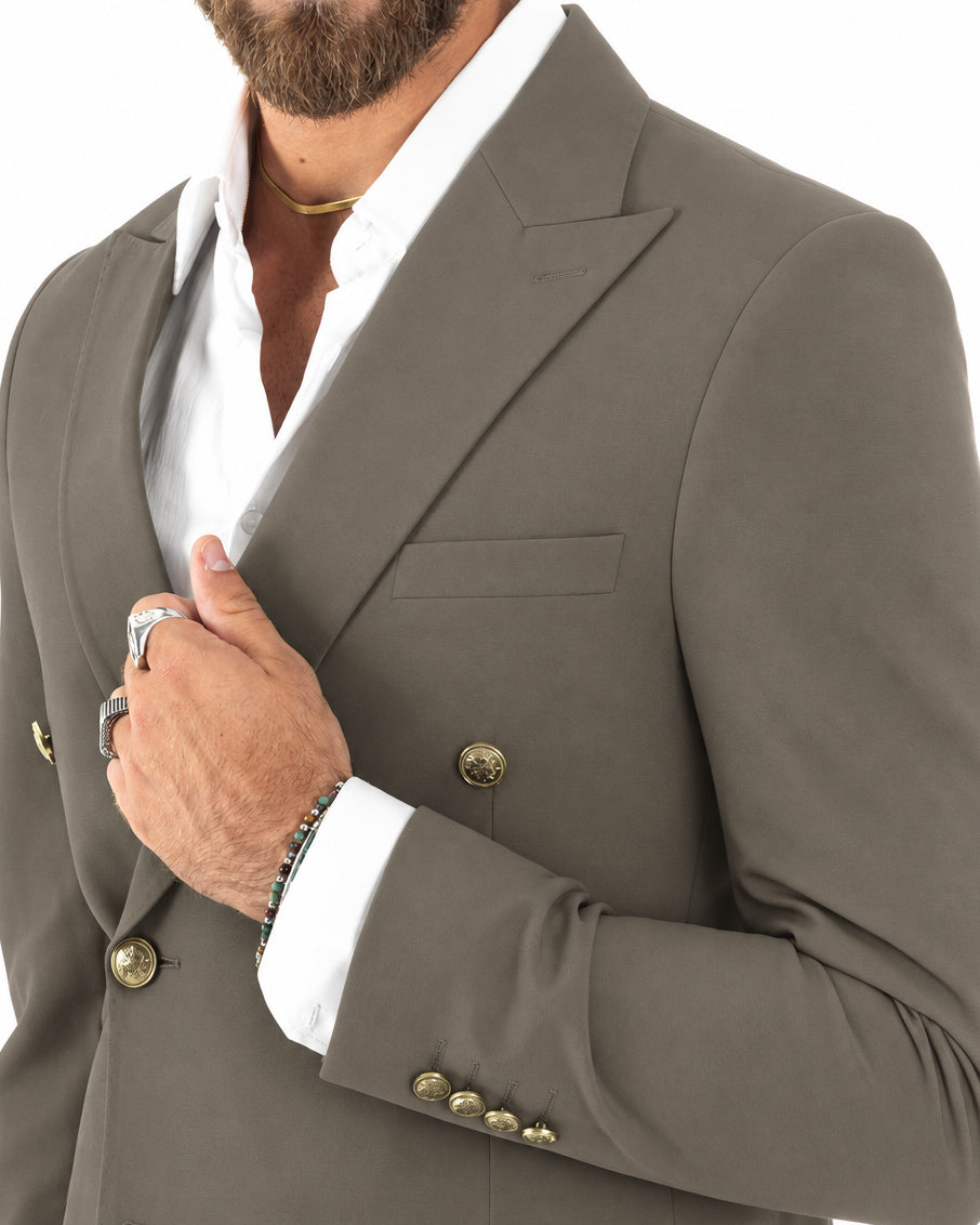 Abito uomo doppiopetto completo giacca pantaloni bottoni metallo fango GIOSAL-AE1299A