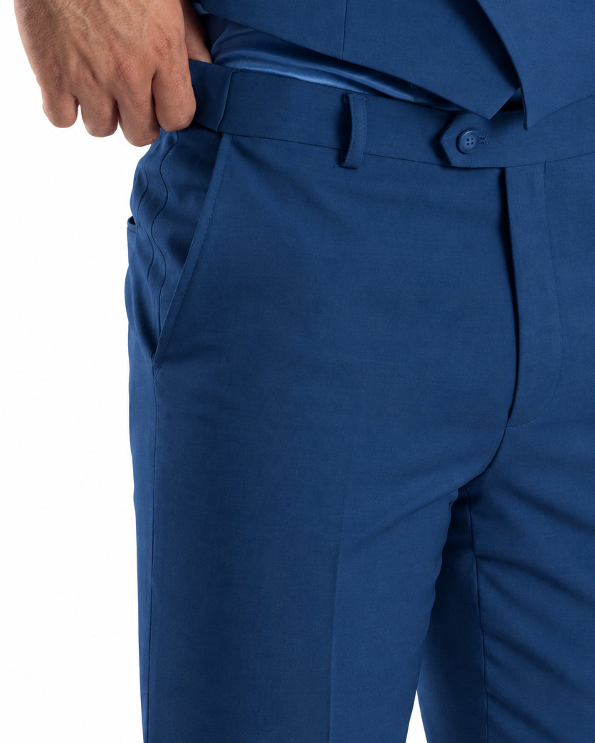 Abito uomo monopetto vestito 3 pezzi completo panciotto blu royal GIOSAL-AE1300A