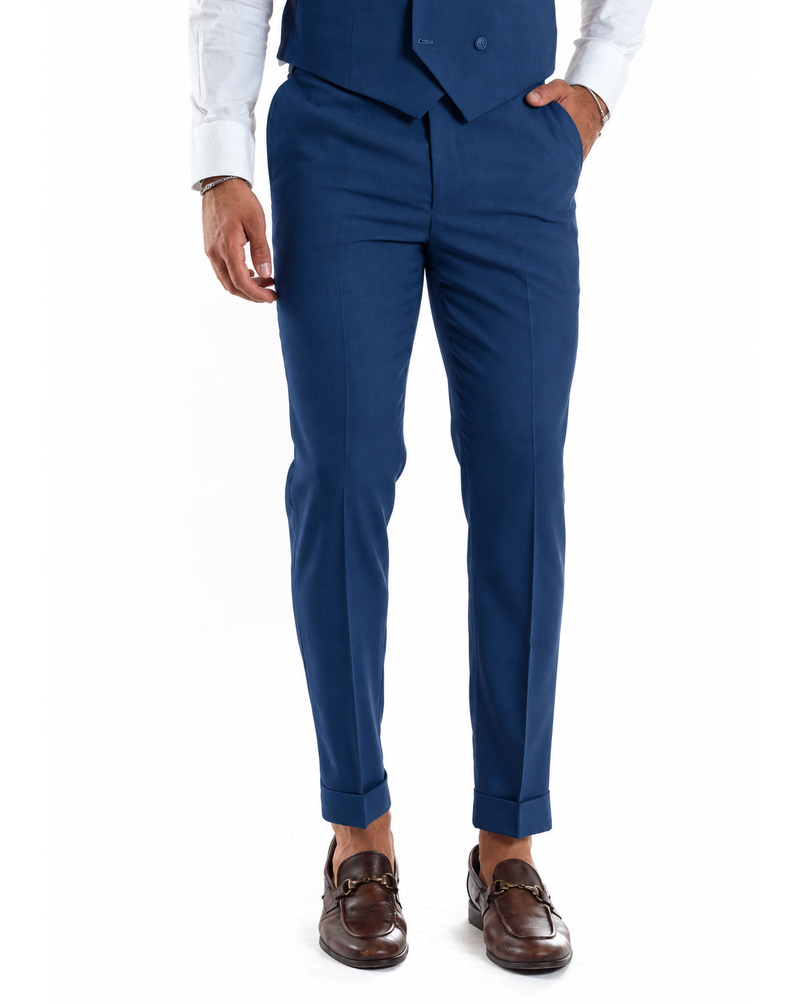 Abito uomo monopetto vestito 3 pezzi completo panciotto blu royal GIOSAL-AE1300A