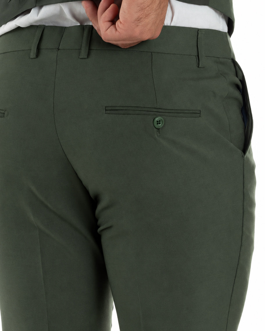 Abito uomo monopetto vestito 3 pezzi completo panciotto verde GIOSAL-AE1301A