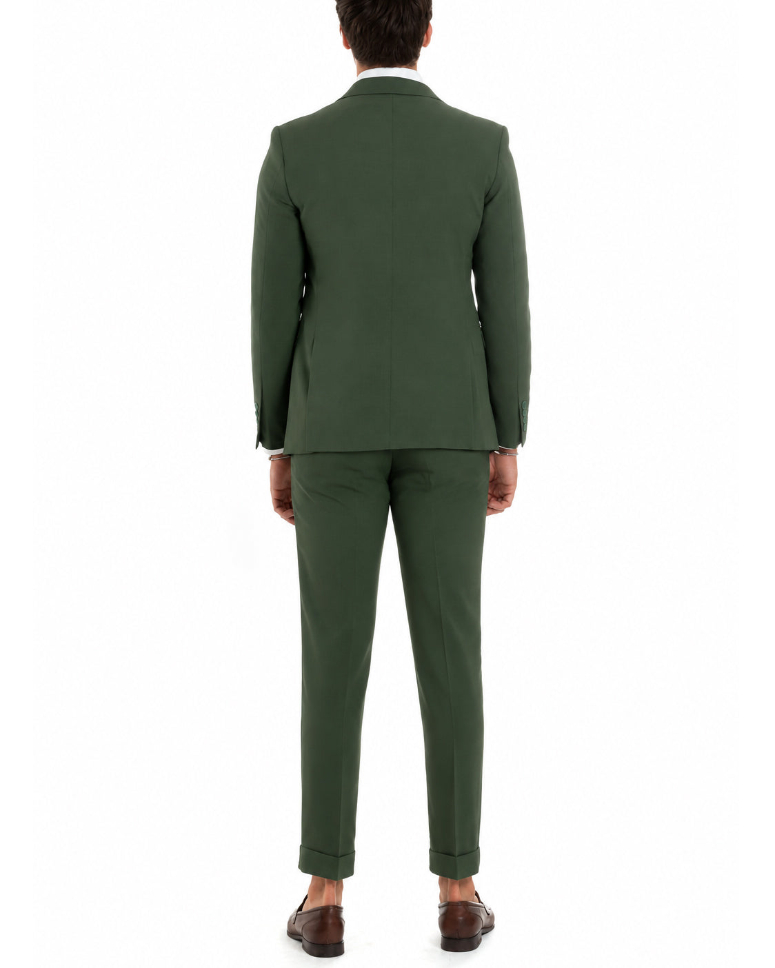 Abito uomo monopetto vestito 3 pezzi completo panciotto verde GIOSAL-AE1301A