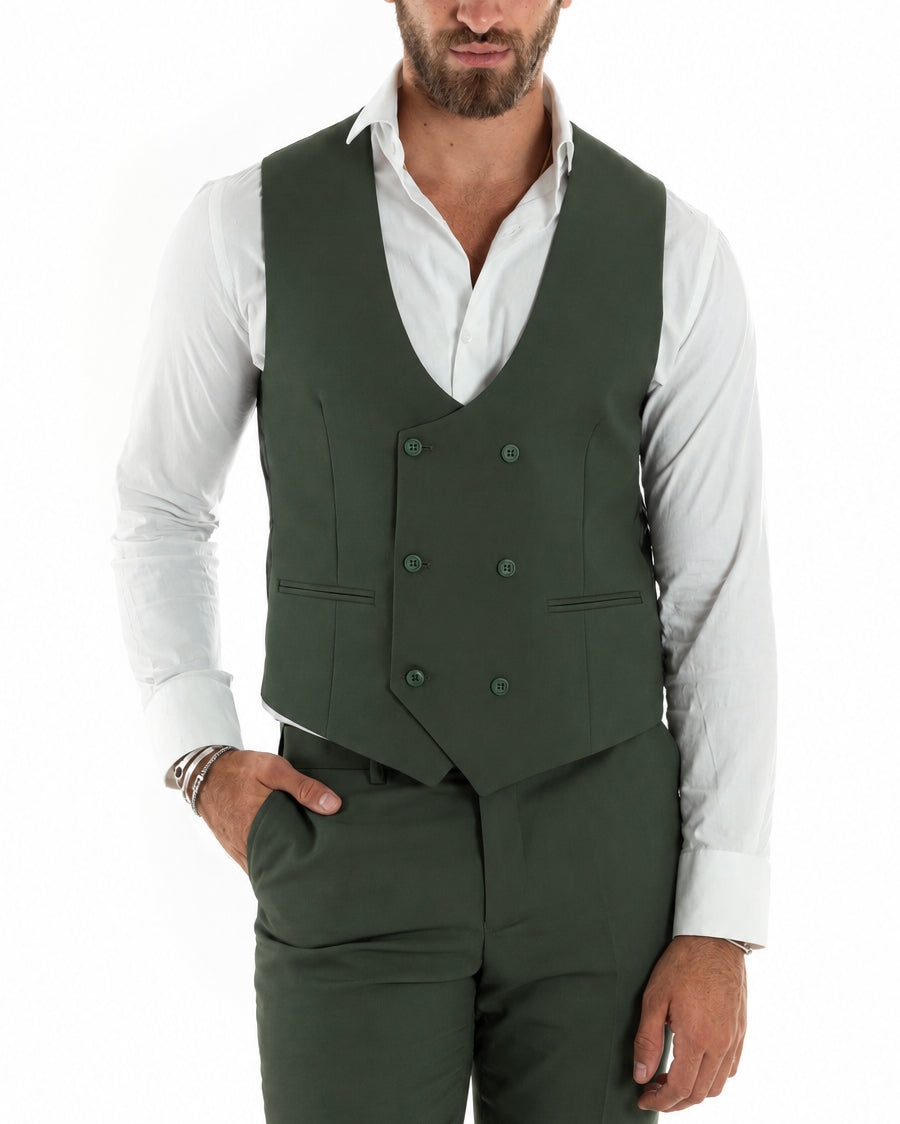 Abito uomo monopetto vestito 3 pezzi completo panciotto verde GIOSAL-AE1301A