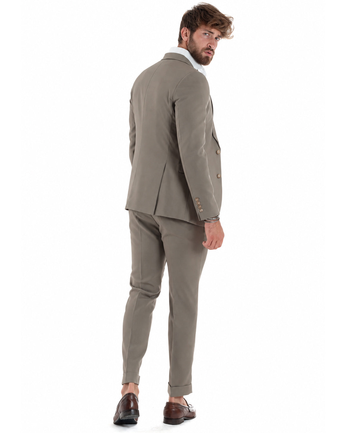 Abito uomo monopetto vestito 3 pezzi completo panciotto fango GIOSAL-AE1302A