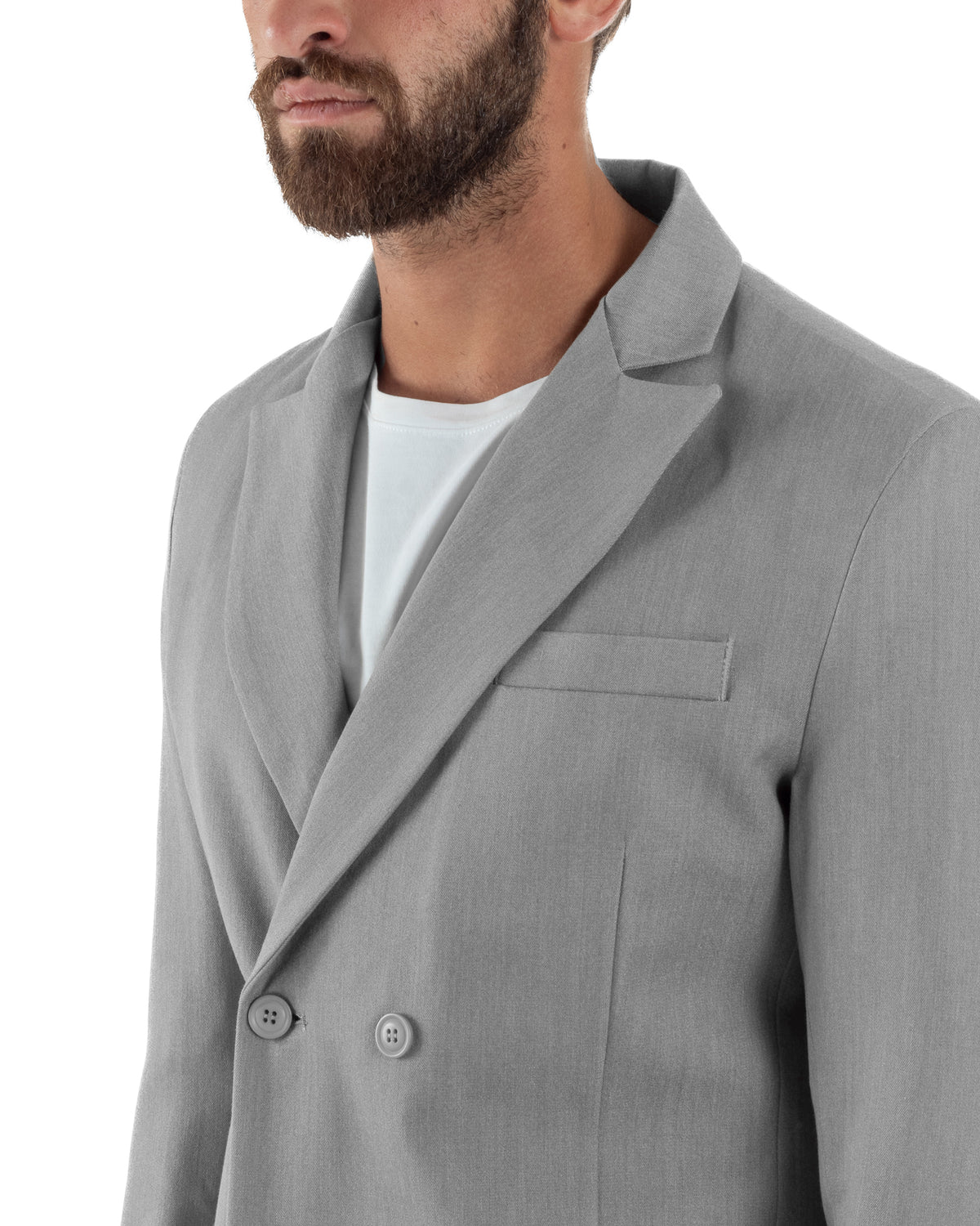 Abito Uomo Doppiopetto Viscosa Pantaloni Baggy Grigio AE1304A