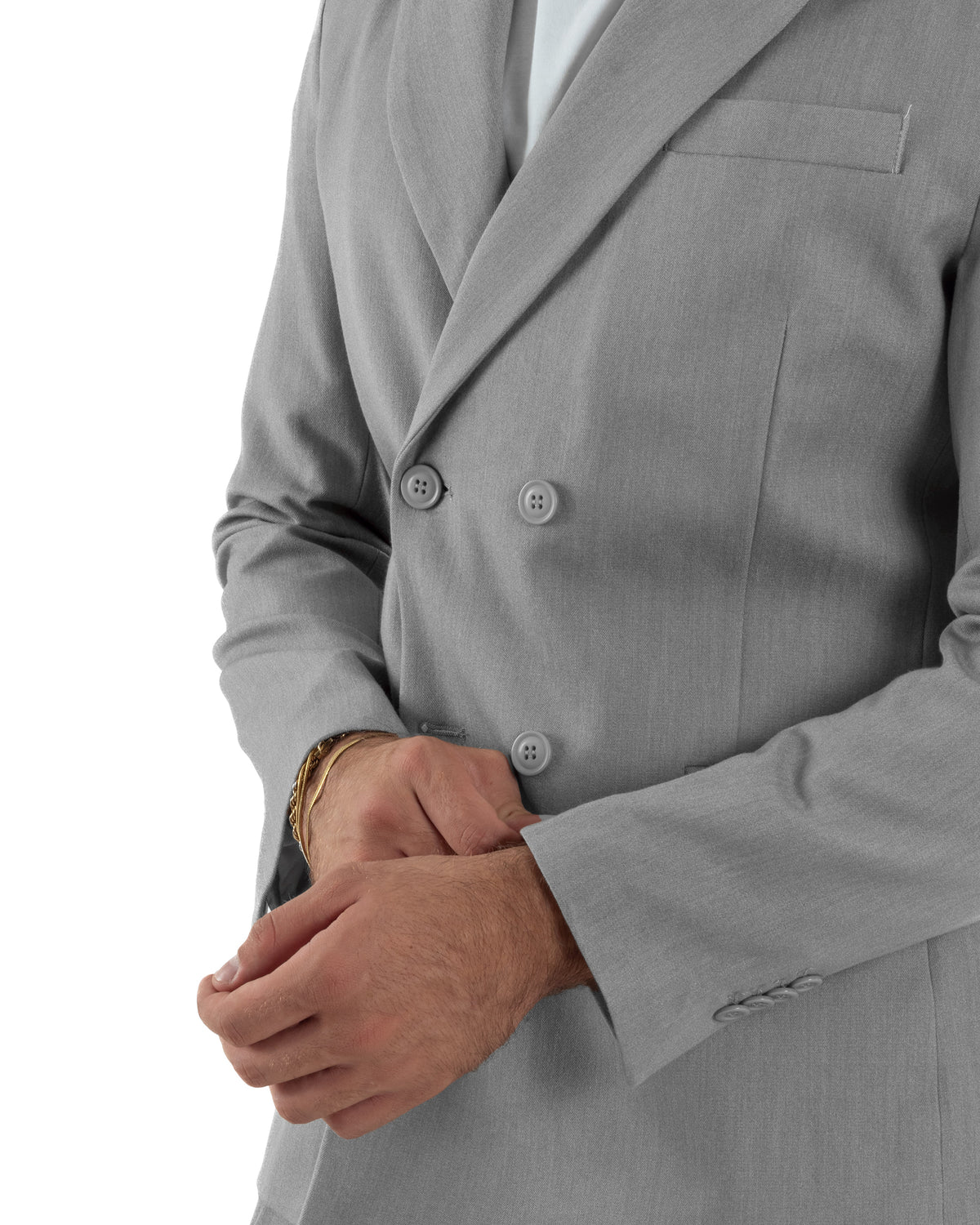 Abito Uomo Doppiopetto Viscosa Pantaloni Baggy Grigio AE1304A