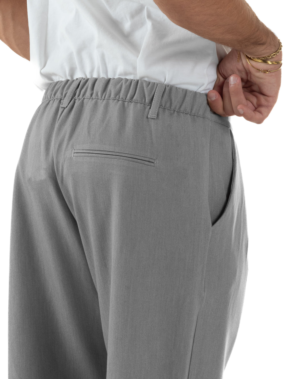 Abito Uomo Doppiopetto Viscosa Pantaloni Baggy Grigio AE1304A