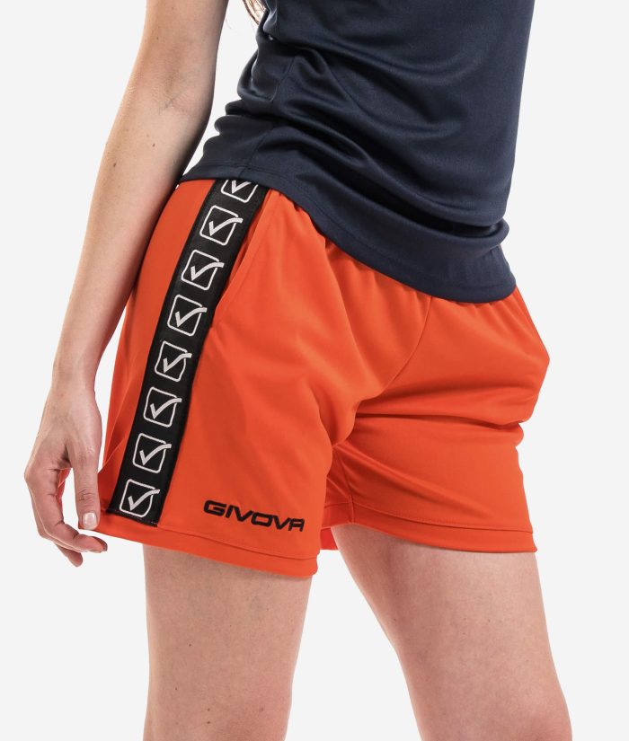 PANTALONCINO POLY BAND GIVOVA ARANCIO Unisex Shorts Da Ginnastica Con Elastico Con Tasche Sportivo GIOSAL