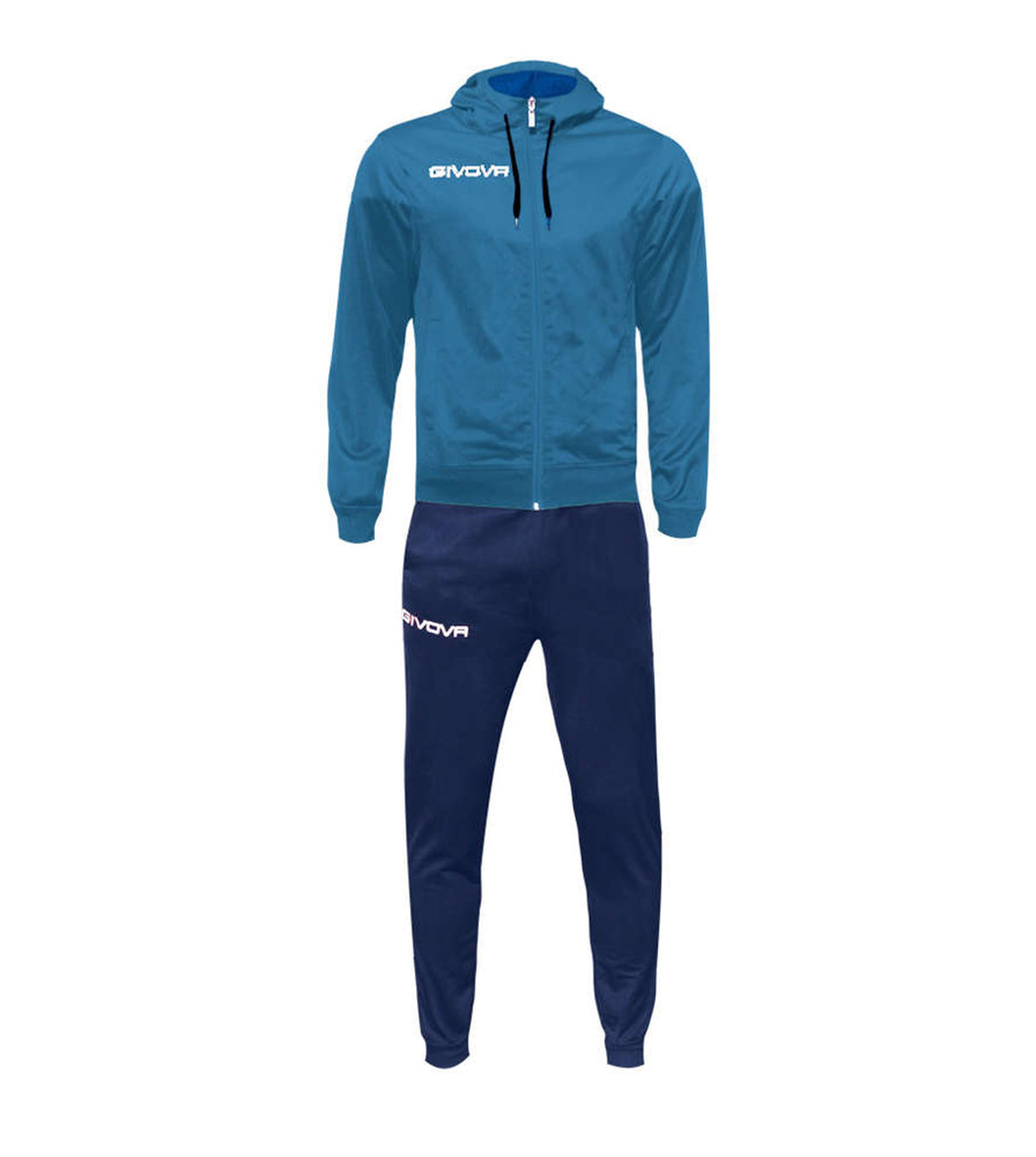 Tuta GIVOVA MILANO AZZURRO BLU Triacetato Set Unisex Sportivo Felpa Con Zip Pantaloni Tracksuit Da Ginnastica Freetime Casual Sport GIOSAL