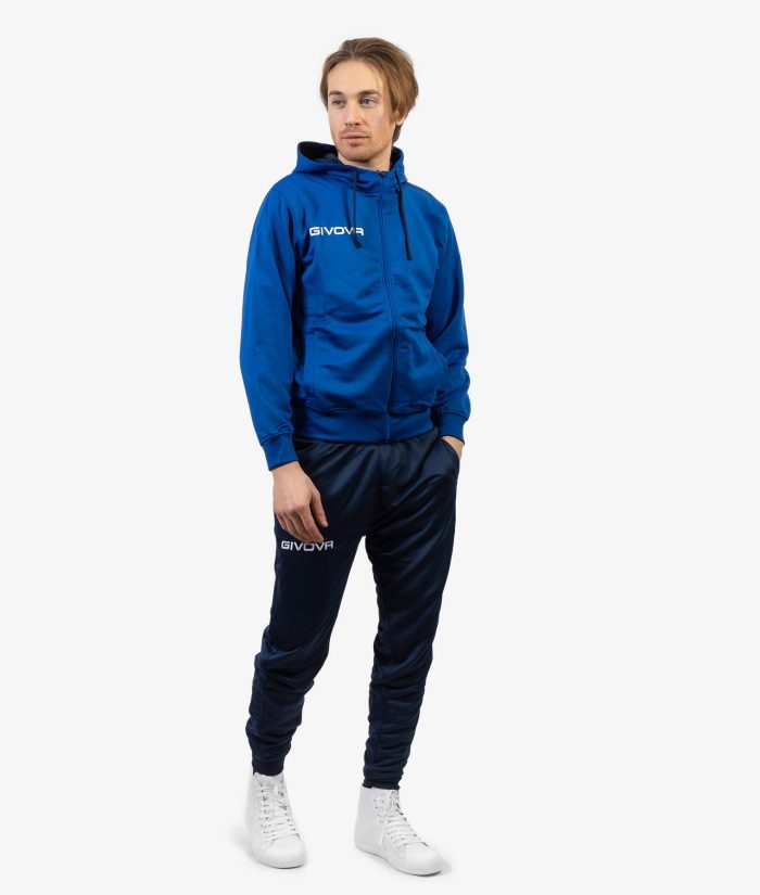 Tuta GIVOVA KING 4 SEASON AZZURRO BLU Set Unisex Sportivo Felpa Con Zip Con Capuccio Pantaloni Da Ginnastica Tracksuit GIOSAL