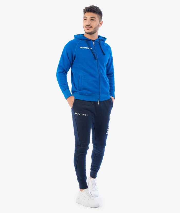 Tuta GIVOVA KING AZZURRO BLU Felpa Set Unisex Sportivo Bicolore Felpa Con Zip Con Capuccio Pantaloni Da Ginnastica Tracksuit GIOSAL