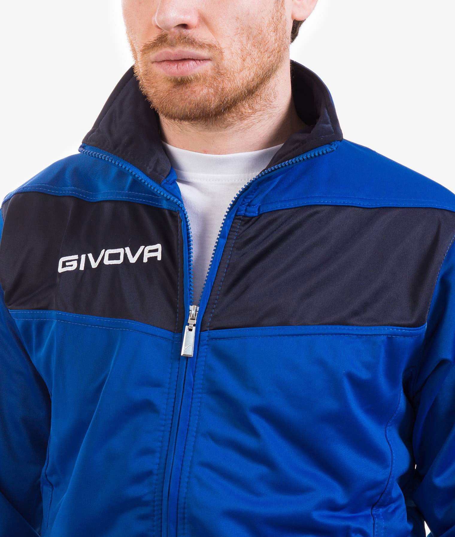 Tuta GIVOVA VISA AZZURRO BLU Triacetato Set Unisex Sportivo Da Ginnastica Felpa Con Zip Pantaloni Tracksuit Bicolore GIOSAL