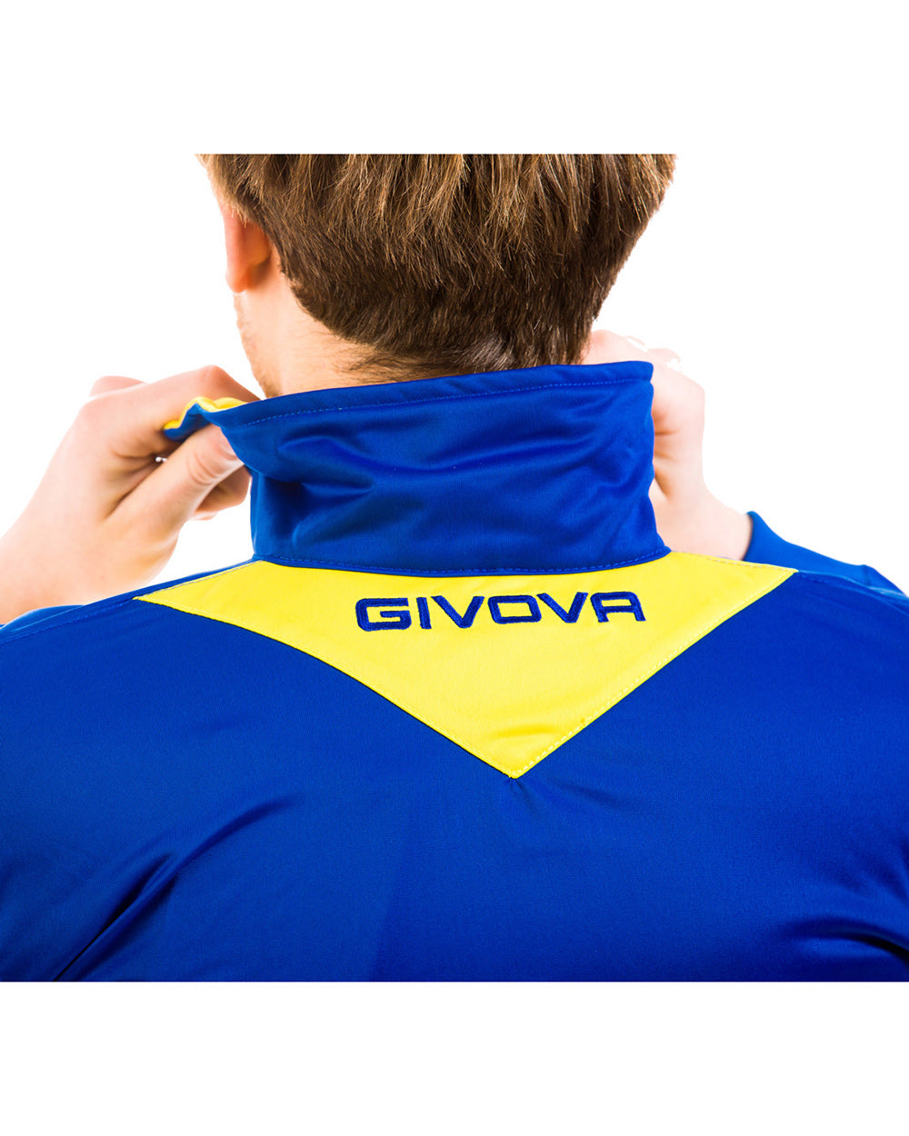 Tuta GIVOVA VISA AZZURRO GIALLO Triacetato Set Unisex Sportivo Da Ginnastica Felpa Con Zip Pantaloni Tracksuit Bicolore GIOSAL