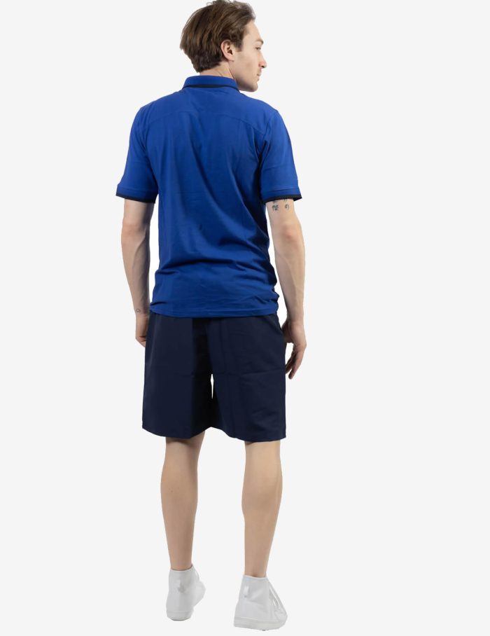 Kit STREET GIVOVA AZZURRO BLU Set Unisex Cotone Bicolore Sportivo Maglia Con Colletto Polo Mezze Maniche Bermuda Microfibra Pantaloncino Da Allenamento GIOSAL