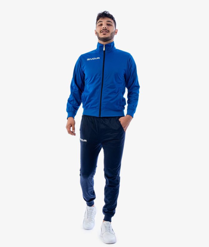 Tuta GIVOVA TORINO AZZURRO BLU Triacetato Set Unisex Sportivo Da Ginnastica Felpa Con Zip Pantaloni Tracksuit Bicolore GIOSAL