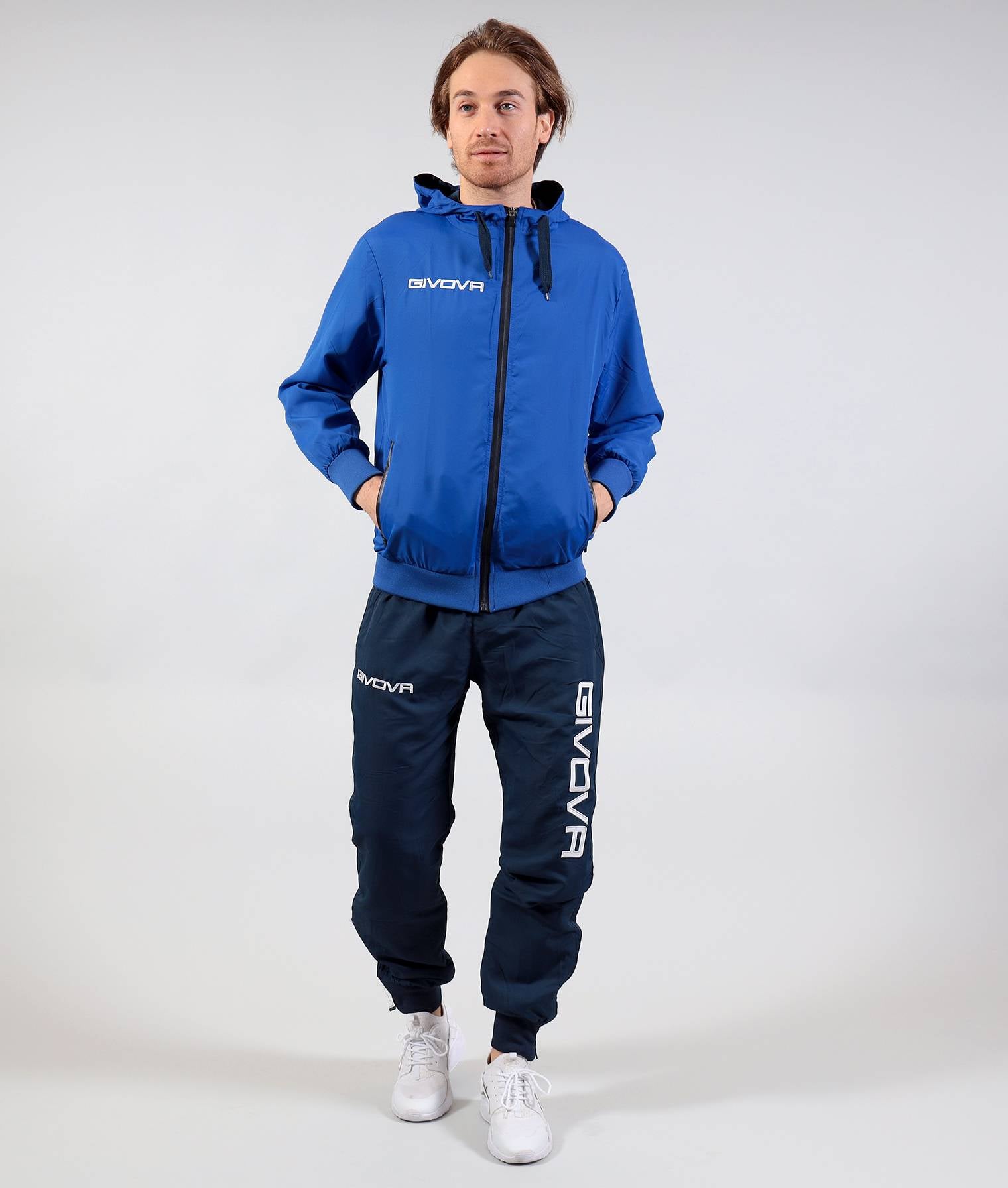 Tuta GIVOVA WINNER AZZURRO BLU Triacetato Set Unisex Sportivo Da Ginnastica Felpa Con Zip Pantaloni Tracksuit GIOSAL