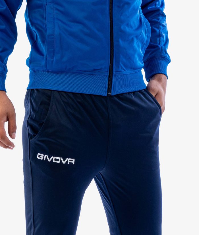 Tuta GIVOVA TORINO AZZURRO BLU Triacetato Set Unisex Sportivo Da Ginnastica Felpa Con Zip Pantaloni Tracksuit Bicolore GIOSAL