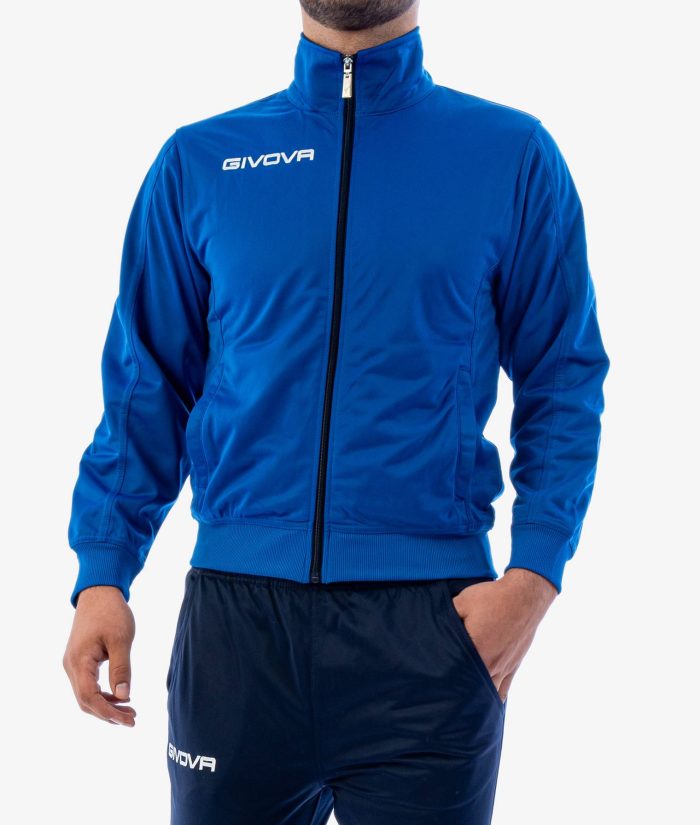 Tuta GIVOVA TORINO AZZURRO BLU Triacetato Set Unisex Sportivo Da Ginnastica Felpa Con Zip Pantaloni Tracksuit Bicolore GIOSAL