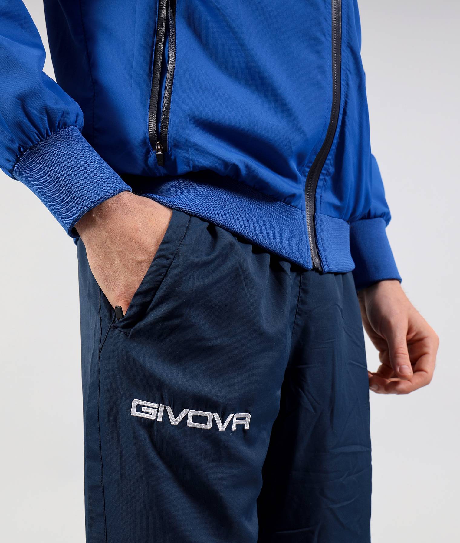 Tuta GIVOVA WINNER AZZURRO BLU Triacetato Set Unisex Sportivo Da Ginnastica Felpa Con Zip Pantaloni Tracksuit GIOSAL