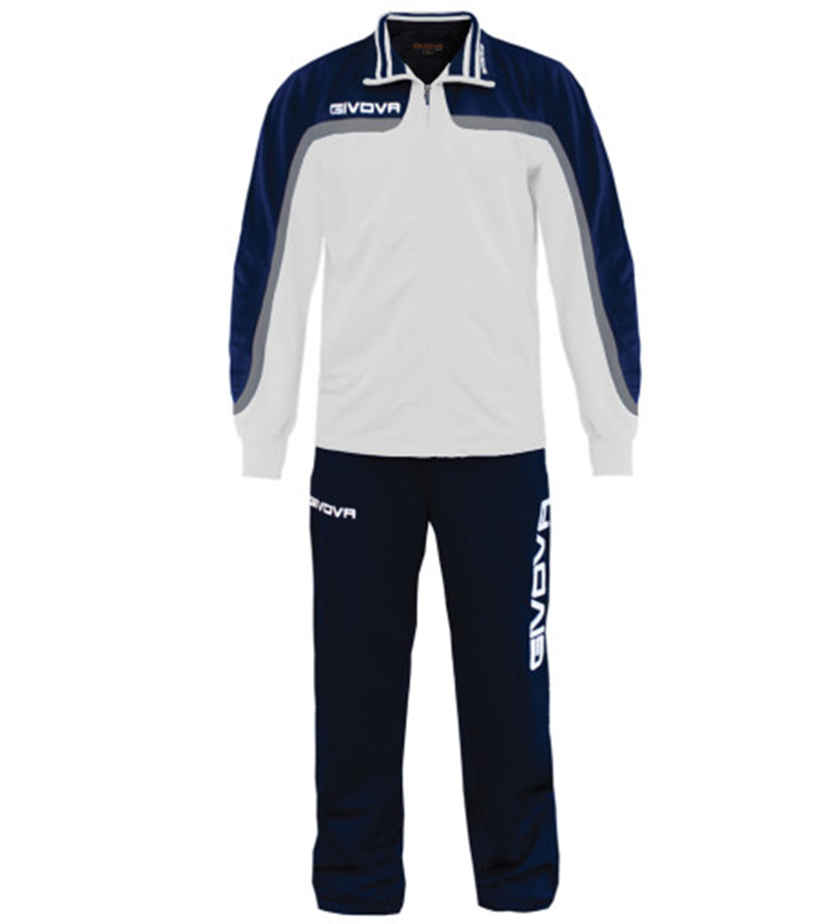 Tuta GIVOVA EUROPA BIANCO BLU Triacetato Set Unisex Sportivo Felpa Con Zip Pantaloni Tracksuit Freetime Da Ginnastica GIOSAL