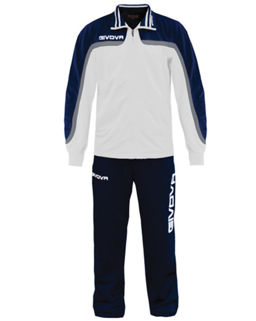 Tuta GIVOVA EUROPA BIANCO BLU Triacetato Set Unisex Sportivo Felpa Con Zip Pantaloni Tracksuit Freetime Da Ginnastica GIOSAL