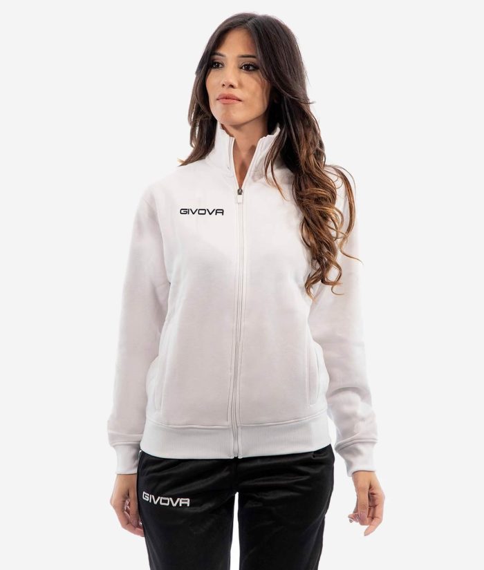 FELPA CITTA’ NEW GIVOVA BIANCO Cotone Garzato Unisex Maglia Da Ginnastica Con Zip Calda Sportiva GIOSAL