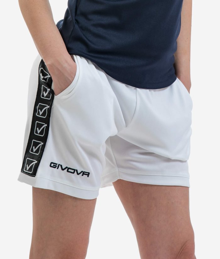 PANTALONCINO POLY BAND GIVOVA BIANCO Unisex Shorts Da Ginnastica Con Elastico Con Tasche Sportivo GIOSAL