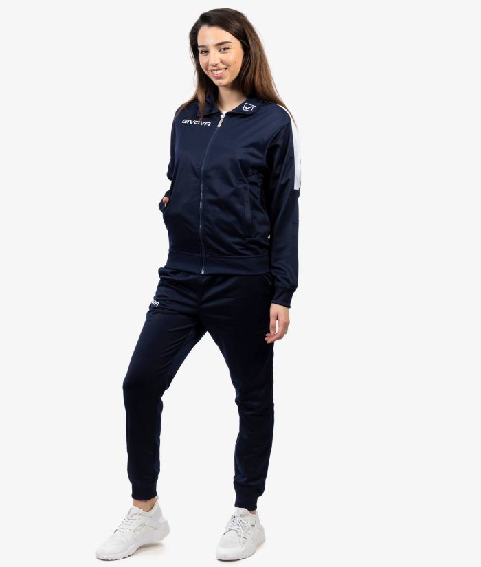 Tuta GIVOVA REVOLUTION BLU BIANCO Triacetato Set Unisex Sportivo Felpa Con Zip Pantaloni Tracksuit Da Ginnastica GIOSAL