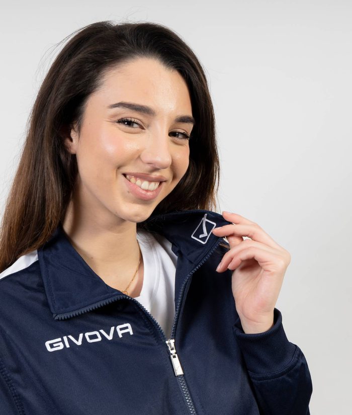 Tuta GIVOVA REVOLUTION BLU BIANCO Triacetato Set Unisex Sportivo Felpa Con Zip Pantaloni Tracksuit Da Ginnastica GIOSAL