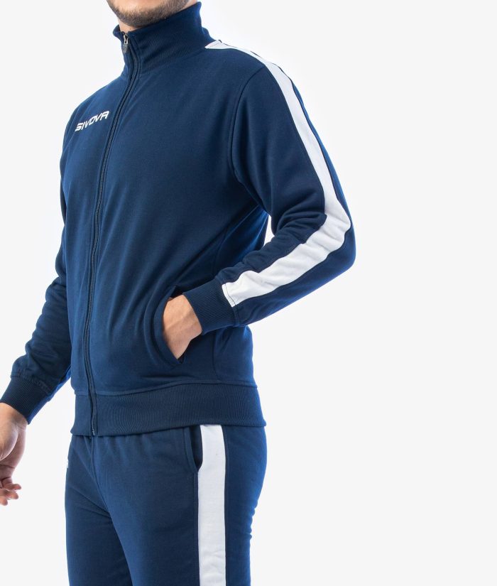 Tuta GIVOVA REVOLUTION BLU BIANCO Felpa Garzata Set Unisex Sportivo Felpa Con Zip Pantaloni Tracksuit Da Ginnastica GIOSAL