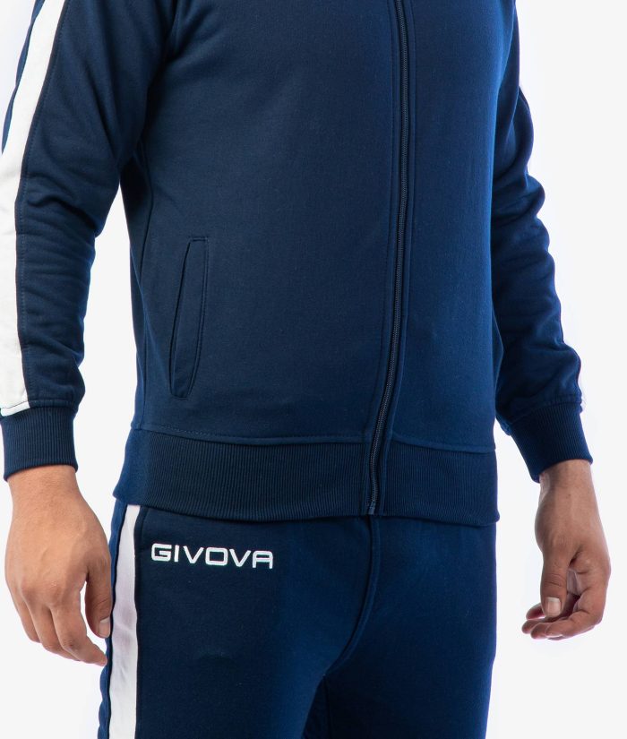 Tuta GIVOVA REVOLUTION BLU BIANCO Felpa Garzata Set Unisex Sportivo Felpa Con Zip Pantaloni Tracksuit Da Ginnastica GIOSAL