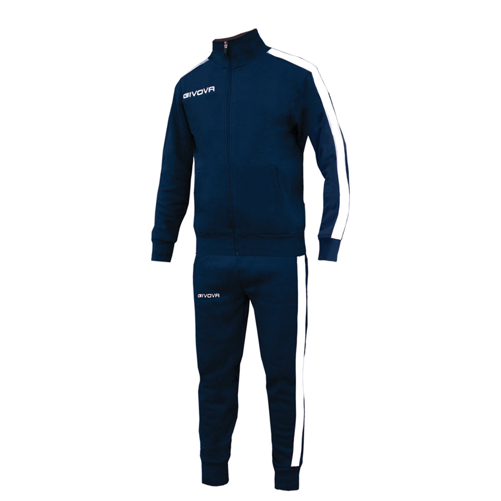 Tuta GIVOVA REVOLUTION BLU BIANCO Felpa Garzata Set Unisex Sportivo Felpa Con Zip Pantaloni Tracksuit Da Ginnastica GIOSAL