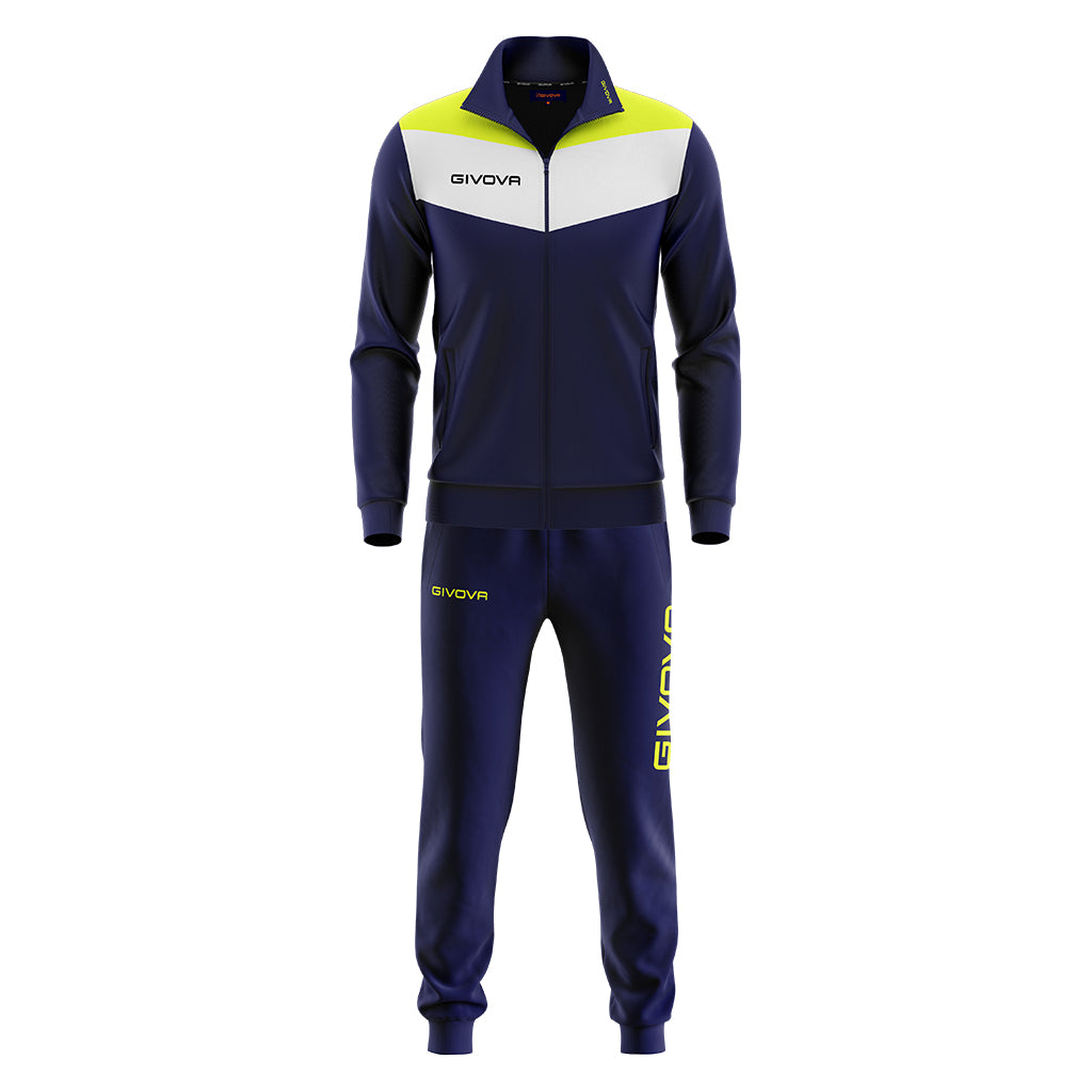 Tuta GIVOVA CAMPO FLUO BLU GIALLO FLUO Triacetato Set Unisex Sportivo Felpa Con Zip Pantaloni Tracksuit Da Ginnastica GIOSAL