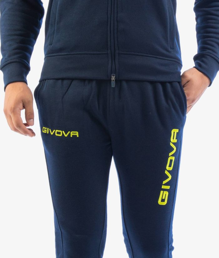 Tuta GIVOVA KING BLU GIALLO FLUO Felpa Set Unisex Sportivo Bicolore Felpa Con Zip Con Capuccio Pantaloni Da Ginnastica Tracksuit GIOSAL