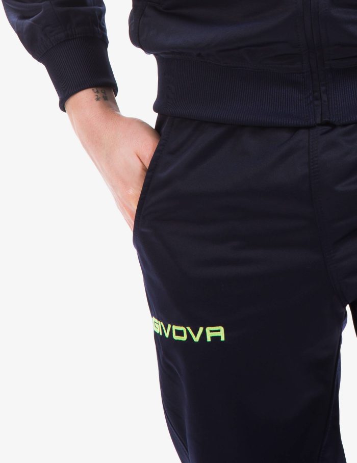 Tuta GIVOVA VISA BLU GIALLO FLUO Triacetato Set Unisex Sportivo Da Ginnastica Felpa Con Zip Pantaloni Tracksuit GIOSAL