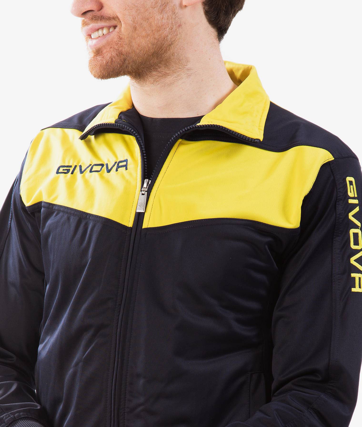 Tuta GIVOVA VISA BLU GIALLO Triacetato Set Unisex Sportivo Da Ginnastica Felpa Con Zip Pantaloni Tracksuit GIOSAL