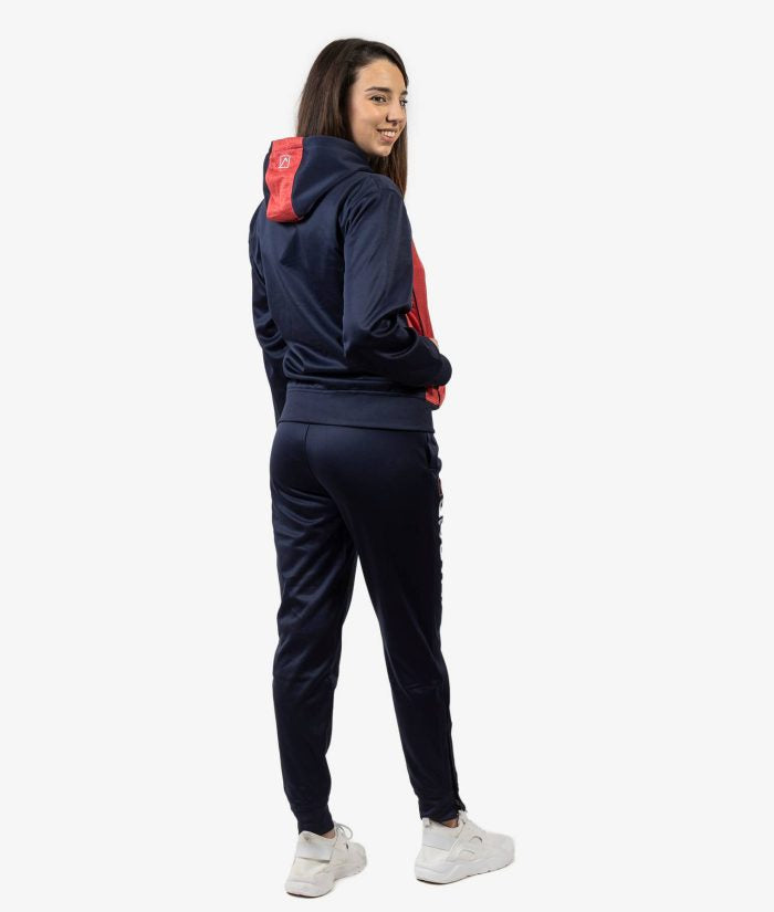 Tuta GIVOVA VISA BLU ROSSO MELANGE Polarfleece Set Unisex Sportivo Da Ginnastica Felpa Con Cappuccio Pantaloni Tracksuit Bicolore GIOSAL