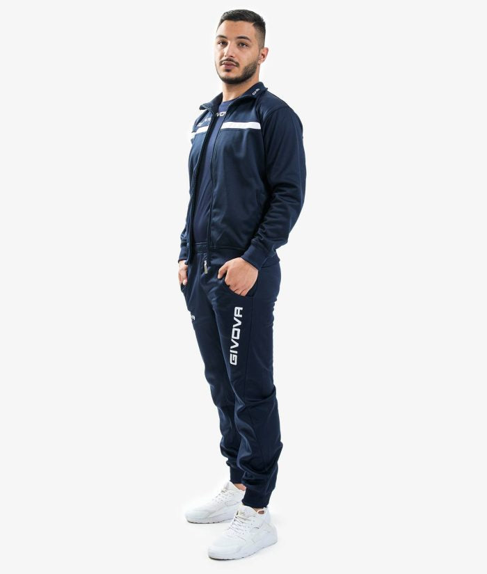 Tuta GIVOVA ONE FULL ZIP BLU BIANCO Set Unisex Sportivo Da Ginnastica Felpa Con Zip Pantaloni Tracksuit GIOSAL