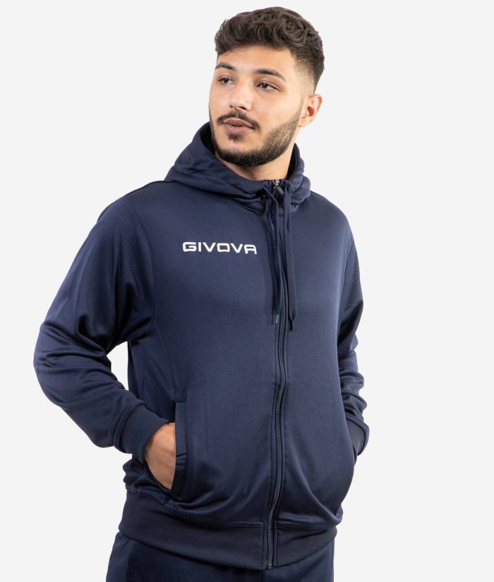 FELPA FULL ZIP 500 GIVOVA BLU Micropile Unisex Felpa Con Cappuccio Con Zip Da Ginnastica Sportiva GIOSAL