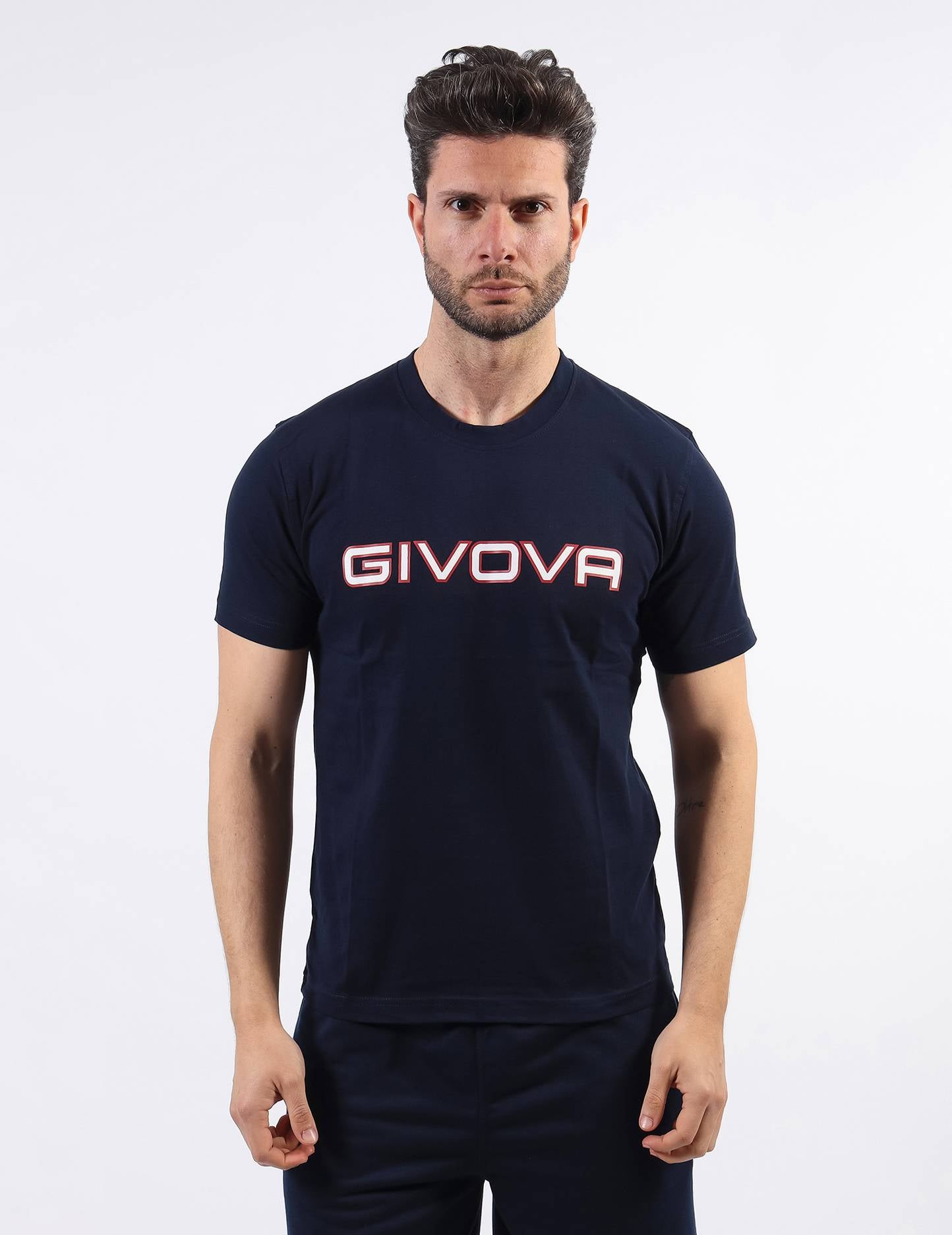 T-SHIRT SPOT GIVOVA BLU Cotone Unisex Maglia Mezze Maniche Sportiva Da Ginnastica GIOSAL